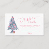 Pink Bow Christmas Tree Diaper Raffle Baby Shower  Informatiekaartje (Voorkant)