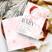 Pink Bow Christmas Winter Baby shower Kaart