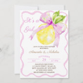 Pink Bow Citrus Girl Baby shower Kaart (Voorkant)