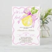 Pink Bow Citrus Girl Baby shower Kaart (Staand voorkant)