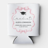 Pink Bow Class Of 2026 Graduation Cap Graduate Blikjeskoeler (Voorkant)