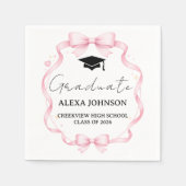 Pink Bow Class Of 2026 Graduation Cap Graduate Servet (Voorkant)