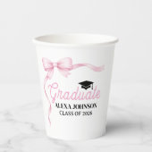 Pink Bow Class Of 2026 Graduation Party Papieren Bekers (Voorkant)