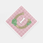 Pink Bow Clover Lucky One Girl 1st Birthday Servet (Hoek)