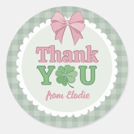 Pink Bow Clover Lucky One Thank You Ronde Sticker