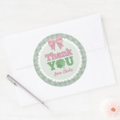 Pink Bow Clover Lucky One Thank You Ronde Sticker (Envelop)