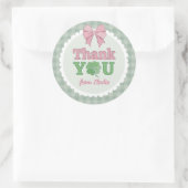 Pink Bow Clover Lucky One Thank You Ronde Sticker (Tas)