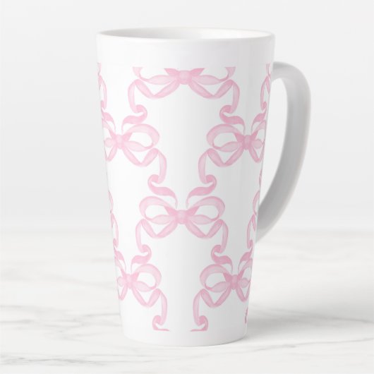 Pink bow Coffee Mug Latte Mok (Rechterhoek)
