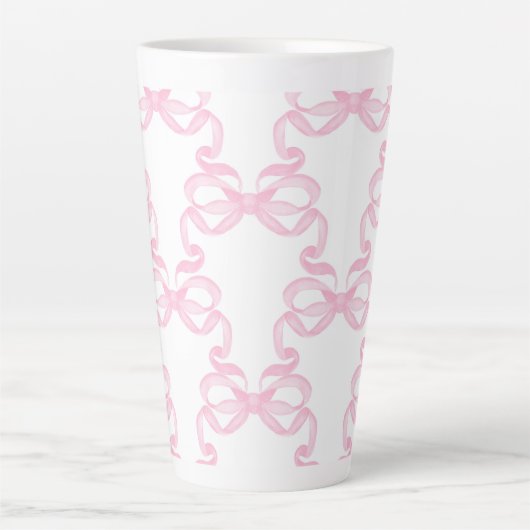 Pink bow Coffee Mug Latte Mok (Voorkant)
