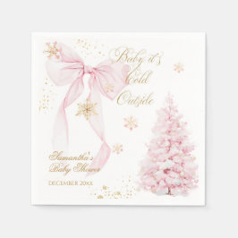 Pink Bow Cold Outside Baby Girl Shower Servet