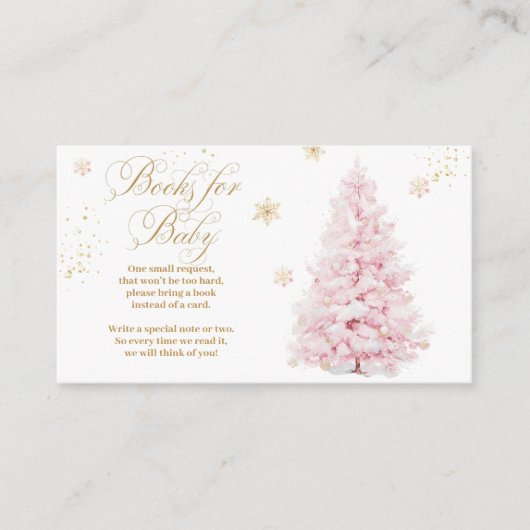 Pink Bow Cold Outside Baby Shower Books Informatiekaartje (Voorkant)