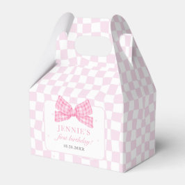 Pink Bow Coquette 1e Verjaardagsfeest Bedankdoosjes
