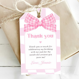 Pink Bow Coquette 1e Verjaardagsfeest Cadeaulabel