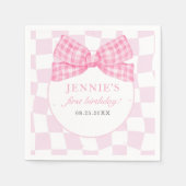 Pink Bow Coquette 1e Verjaardagsfeest Servet (Voorkant)