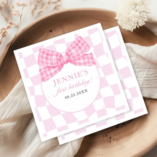 Pink Bow Coquette 1e Verjaardagsfeest Servet