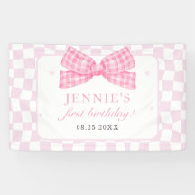 Pink Bow Coquette 1e Verjaardagsfeest