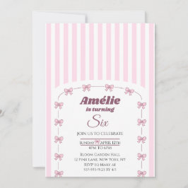 Pink Bow Coquette Aesthetic Girl 6th Birthday Kaart