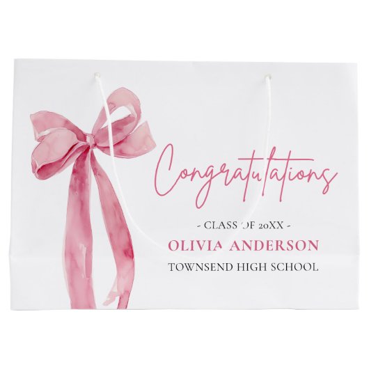 Pink Bow Coquette Afstuderen gefeliciteerd Groot Cadeauzakje (Achterkant)