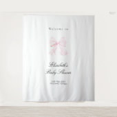 Pink Bow Coquette Baby Shower Backdrop Wandkleed (Voorkant)