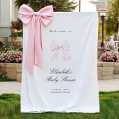 Pink Bow Coquette Baby Shower Backdrop Wandkleed