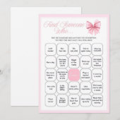 Pink Bow Coquette Baby shower - Bewerkbare naam, 5 Kaart (Voorkant / Achterkant)