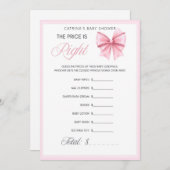 Pink Bow Coquette Baby shower - Bewerkbare naam, 5 Kaart (Voorkant / Achterkant)