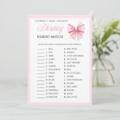 Pink Bow Coquette Baby shower - Bewerkbare naam, 5 Kaart (Staand voorkant)