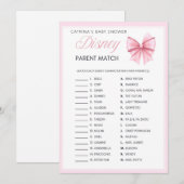 Pink Bow Coquette Baby shower - Bewerkbare naam, 5 Kaart (Voorkant / Achterkant)
