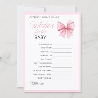 Pink Bow Coquette Baby shower - Bewerkbare naam, 5 Kaart