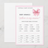 Pink Bow Coquette Baby shower - Bewerkbare naam, 5 Kaart (Voorkant / Achterkant)
