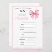 Pink Bow Coquette Baby shower - Bewerkbare naam, 5 Kaart (Voorkant / Achterkant)
