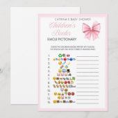 Pink Bow Coquette Baby shower - Bewerkbare naam, 5 Kaart (Voorkant / Achterkant)