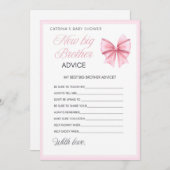 Pink Bow Coquette Baby shower - Bewerkbare naam, 5 Kaart (Voorkant / Achterkant)