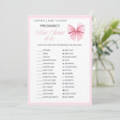 Pink Bow Coquette Baby shower - Bewerkbare naam, 5 Kaart (Staand voorkant)