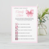 Pink Bow Coquette Baby shower - Bewerkbare naam, 5 Kaart (Staand voorkant)