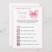 Pink Bow Coquette Baby shower - Bewerkbare naam, 5 Kaart (Voorkant / Achterkant)