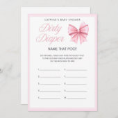 Pink Bow Coquette Baby shower - Bewerkbare naam, 5 Kaart (Voorkant / Achterkant)