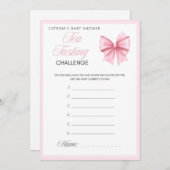 Pink Bow Coquette Baby shower - Bewerkbare naam, 5 Kaart (Voorkant / Achterkant)