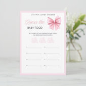 Pink Bow Coquette Baby shower - Bewerkbare naam, 5 Kaart (Staand voorkant)