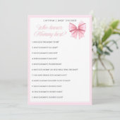 Pink Bow Coquette Baby shower - Bewerkbare naam, 5 Kaart (Staand voorkant)