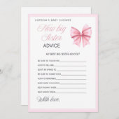 Pink Bow Coquette Baby shower - Bewerkbare naam, 5 Kaart (Voorkant / Achterkant)