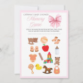 Pink Bow Coquette Baby shower - Bewerkbare naam, 5 Kaart (Voorkant)