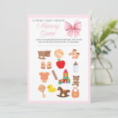 Pink Bow Coquette Baby shower - Bewerkbare naam, 5 Kaart (Staand voorkant)