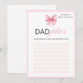 Pink Bow Coquette Baby shower - Bewerkbare naam, 5 Kaart (Voorkant / Achterkant)