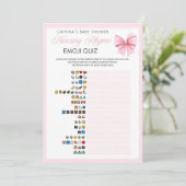 Pink Bow Coquette Baby shower - Bewerkbare naam, 5 Kaart (Staand voorkant)