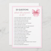 Pink Bow Coquette Baby shower - Bewerkbare naam, 5 Kaart (Voorkant / Achterkant)