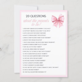 Pink Bow Coquette Baby shower - Bewerkbare naam, 5 Kaart