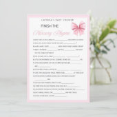 Pink Bow Coquette Baby shower - Bewerkbare naam, 5 Kaart (Staand voorkant)