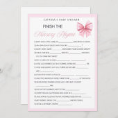 Pink Bow Coquette Baby shower - Bewerkbare naam, 5 Kaart (Voorkant / Achterkant)