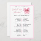 Pink Bow Coquette Baby shower - Bewerkbare naam, 5 Kaart (Voorkant / Achterkant)